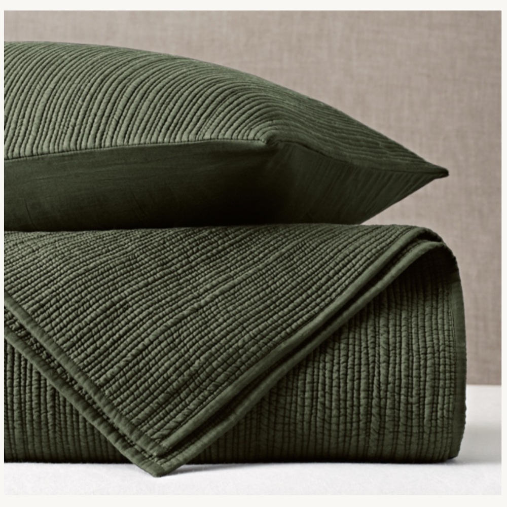 RESTORATION HARDWARE King/ Cal King Channel Stitch Cotton Voile Shams